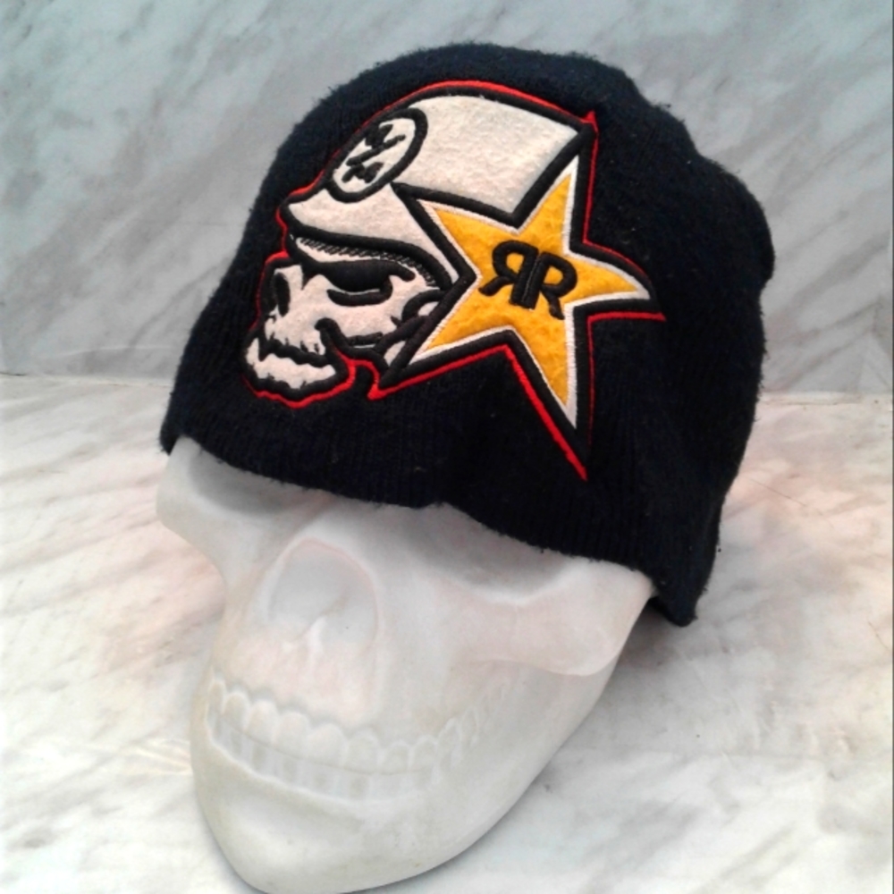 Rockstar Energy Drink Black skull Beanie Knit Hat Winter Cap One Size Fits most